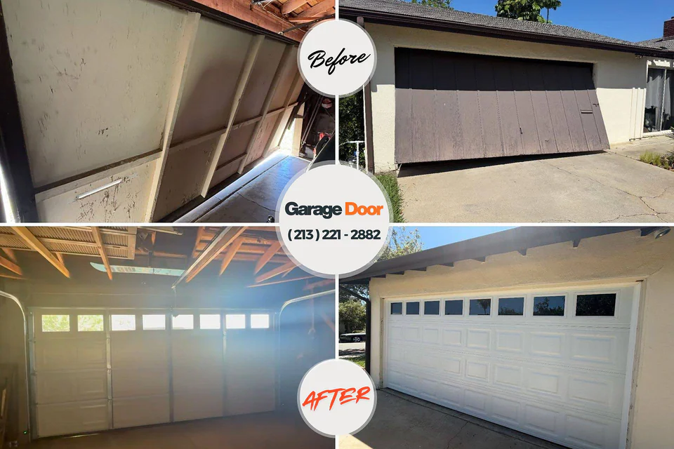 Before and after: garage door repair Harmony, PA